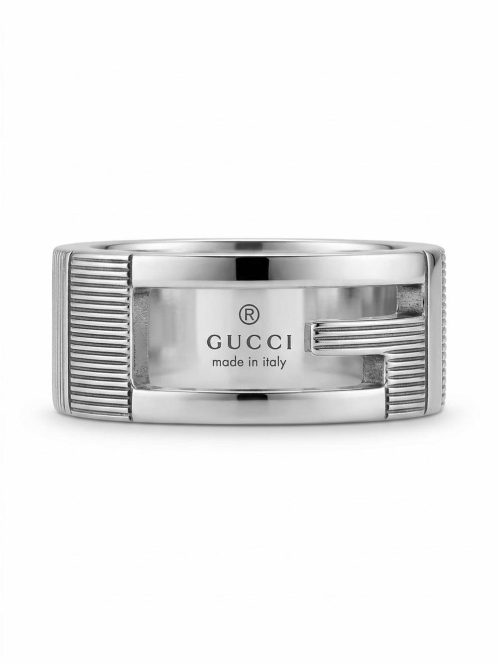 Gucci 925 Sterling Silver Wide Band Statement Ring Sz 4.75